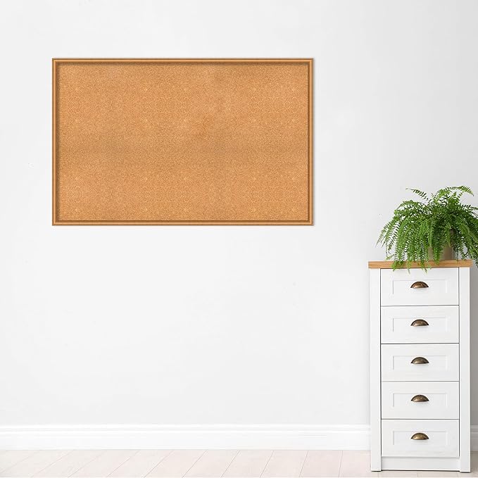 Amanti Art Natural Cork Board for Wall, 36x56 Vision Board with Bronze Frame, Oversize Corkboard Office Decor for Home Organization, Casual Corkboard Pinboard to Display Items for Home Organization