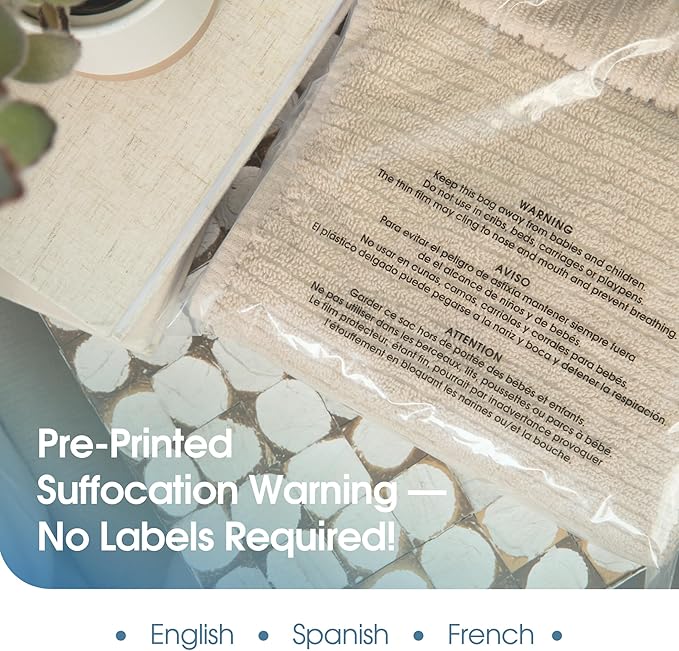 Spartan Industrial - 8" X 10" (1000 Count) Self Seal Clear Poly Bags with Suffocation Warning - Permanent Adhesive