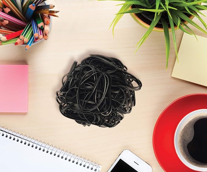 Better Office Products 200 Vibrant Black Rubber Bands, Size 33, 200/Bag