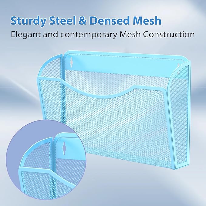 Wall File Organizer,Hanging Wall Mounted File Folder Binder Holder Mail Organizer for Office,Home and School Supplies