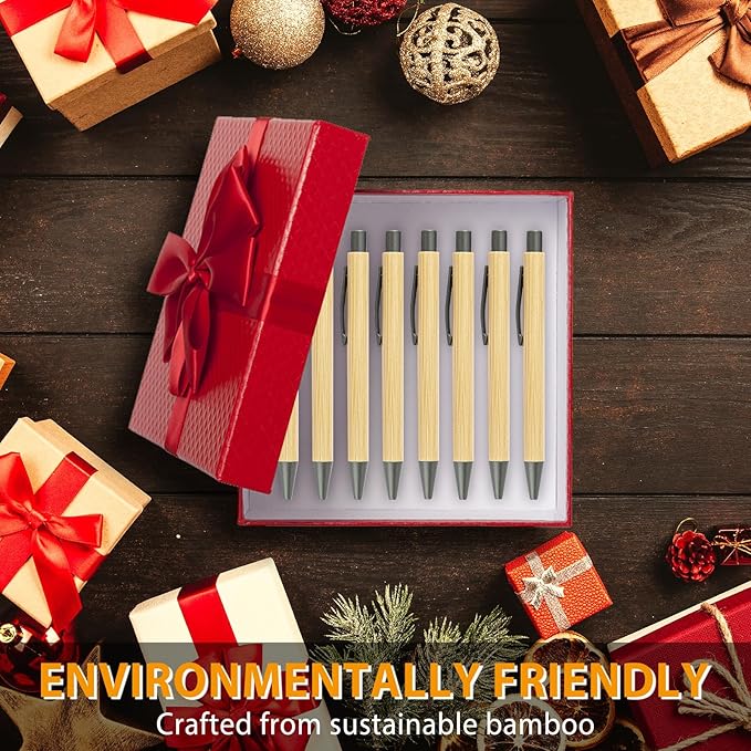 200 Pack Bamboo Pens Bulk Wooden Bamboo Pens Engraving Wooden Ballpoint Pen Customizable Gift Pen Bulk Black