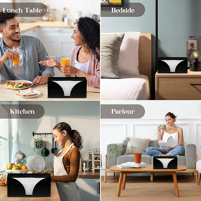 Paper Towel Dispenser Countertop Black Acrylic Paper Towel Holder for Bathroom Folded Paper Towel Dispenser Clear Trifold Napkin Holder for Z-fold, C-fold, MultiFold Trifold - Home Kitchen