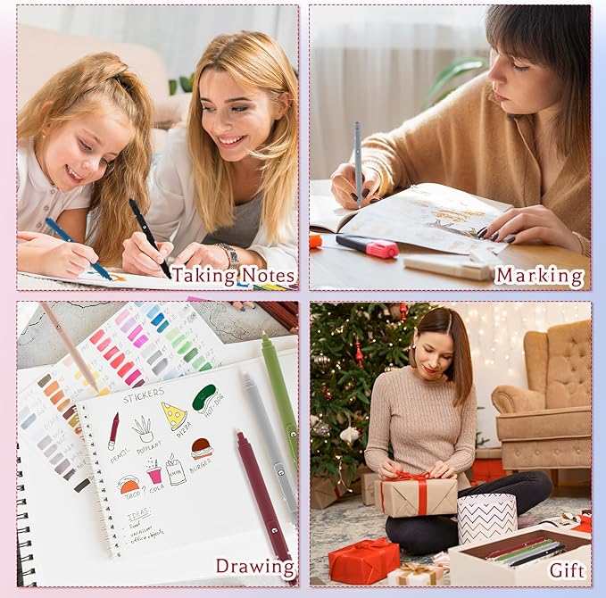 8 Pack Gel Pens, Colorful Pens 0.5 mm Fine Tip Retractable Multicolored Pens Smooth Writing for Journaling Note Taking Office Supplies School Supplies, Stocking Stuffers for Women Teens