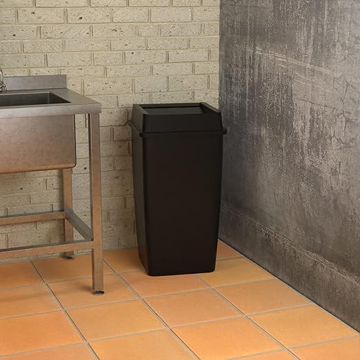 50 Gallon Black Square Commercial Trash Can with Lid