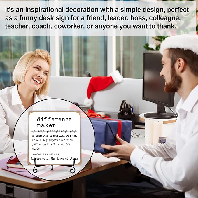 Difference Maker Definition Decorative Office Decor Thank You Appreciation Gift for Coworker Teacher Boss Leader Wood Plaque Desk Decor Office Shelf Wall Display -A14