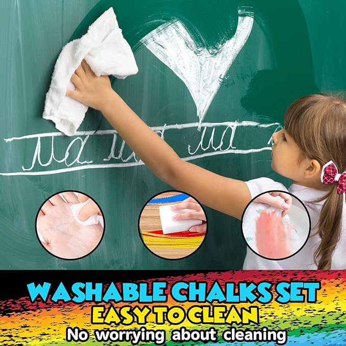 160Pcs Sidewalk Chalk Set in 5 Colors 32 Packs: Washable Jumbo Sidewalk Chalk Bulk for Kids Outdoor Art, Non-Toxic Dustless Giant Box Chalkboard Chalk for Toddler Painting on Blackboard, Party