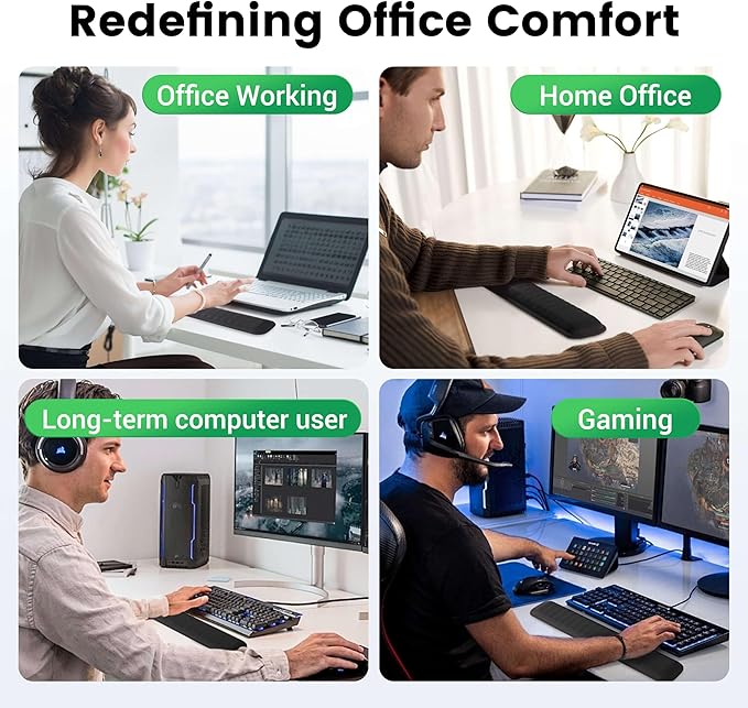 MEKASS Ergonomic Mouse Pad and Keyboard Wrist Rest Set, Super Soft Memory Foam Desk Wrist Support for Computer Keyboard, Non-Slip Arm Palm Rests Cushion for Typing Gaming Office (Blue Sun and Moon)