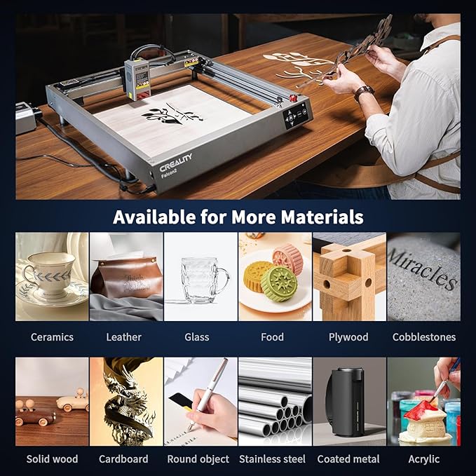 Creality Laser Engraver, Falcon2 40W Output Laser Cutter with Air Assist, 25000mm/min Speed & High Accuracy Laser Engraving Machine for Wood and Metal, Acrylic, Leather