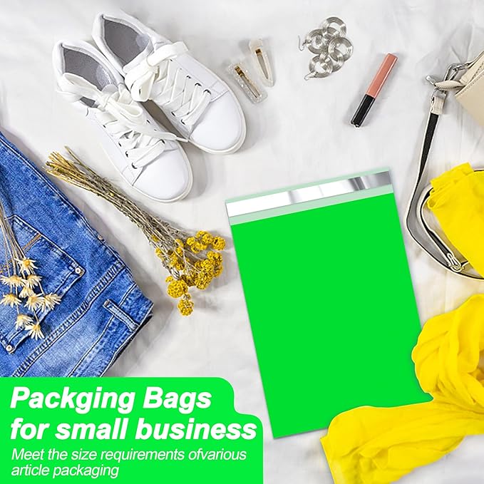 JinRuiKJ Thank You Poly Mailer 12x15.5 Inch 50 PCS, Shipping Bags for Clothing, Packaging Bags for Small Business, Strong Adhensive, Waterproof and Tear-Resistant Mailing Envelopes, Green
