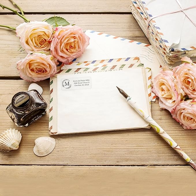 Personalized Return Address Labels Simple - Set of 240 Elegant Custom Mailing Labels for Envelopes, Self Adhesive Flat Sheet Rectangle Personalized Name Stickers (Clear)