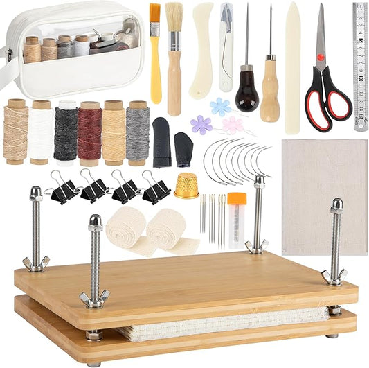 pamctry 50 Pcs Book Binding Kits for Beginners - Complete DIY Kit with Tools & Instructions, 11.6 x 7.8 Inches