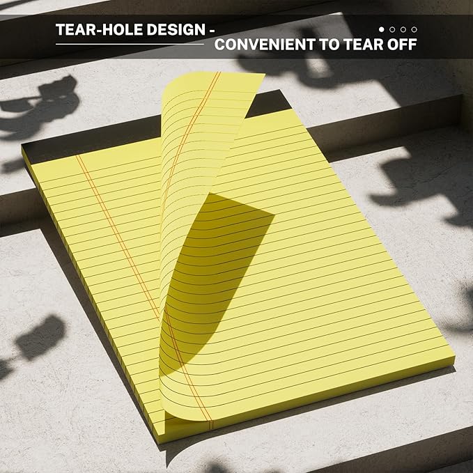 Thick Yellow Legal Pads 8.5 x 11 Wide Ruled Note Pads Yellow Notepad 50 Sheets per Pads, Perforated Paper Study Back Writing Pads 8-1/2" x 11-3/4" Lined Paper for Home, Office, School, Pack of 3
