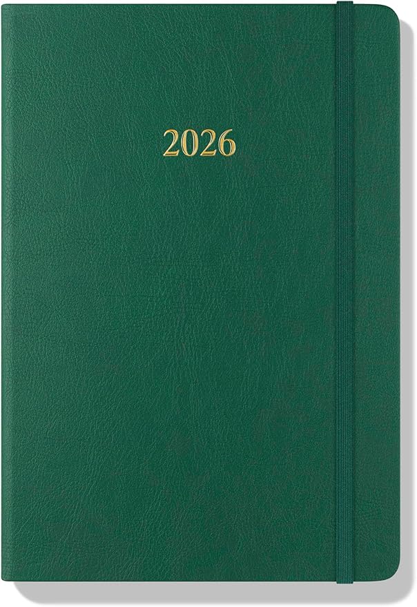 Wykeham's Executive 2026 Daily Journal Planner – US Public Holidays & Format – Customization Available (Racing Green, 8.5”×5.5”)