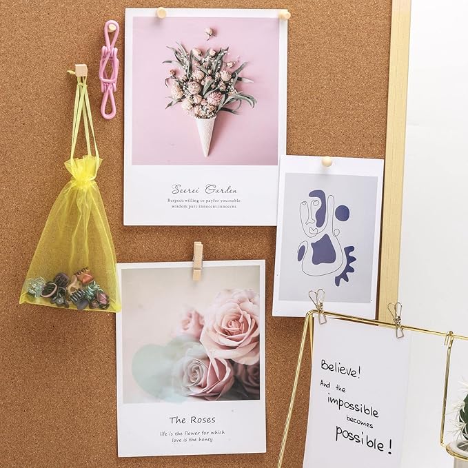 102 Pcs Wood Push Pins 6 Sizes Thumb Tacks for Wall Hangings Corkboard Office or Home