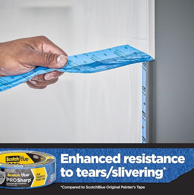 ScotchBlue PROSharp Painter's Tape 1.5 Inch Wide (1.41 in x 60 yd) 1 Roll Blue Tape Protects Surfaces and Removes Easily, Edge-Lock Tape for Indoor and Outdoor Use (2093+-36EC)