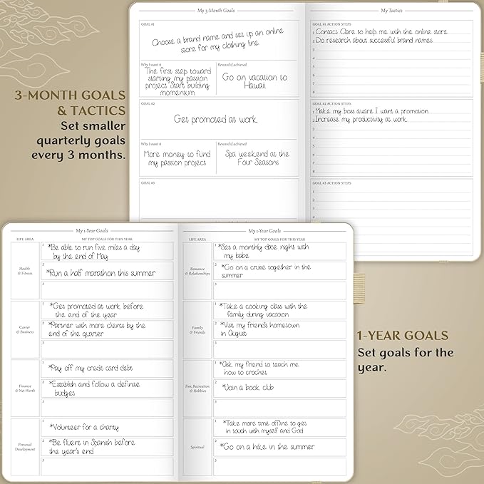 Legend Planner Hourly Schedule Edition – Deluxe Weekly & Daily Organizer with Time Slots. Time Management Appointment Book Journal for Work & Personal Life, Undated, A5 Hardcover – Seashell, Gold Foil