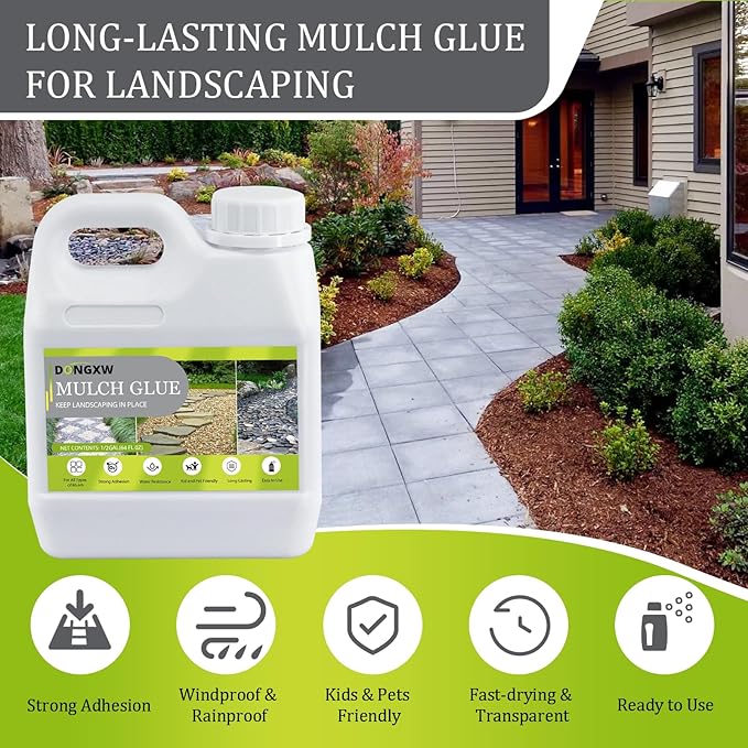 Rock Glue for Landscaping, Easy Hold Mulch Glue for Landscaping, Lockdown Sticky Rock Glues Landscape Stone Glues Strong Mulch Binder, Fast Drying Concentrate Gravel Binder - 64oz