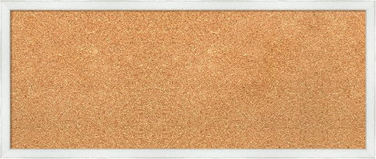 Amanti Art Natural Cork Board for Wall, 13x31 Vision Board with White Frame, Medium Corkboard Office Decor for Home Organization, Country Rustic Corkboard Pinboard to Display Items for Home
