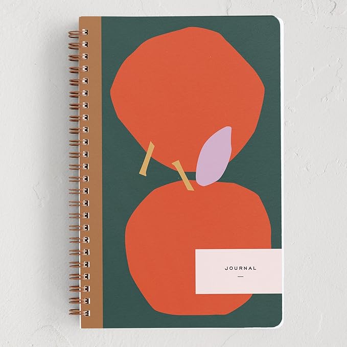 Minted Pomme Notebook, Writing Journal for Notes & Journaling, Durable Acrylic Free Cover, Apple Illustration Simple Modern Art Design, Spiral Bound Journal Notebook with 80 Lined Pages, 5.5" x 8.5"