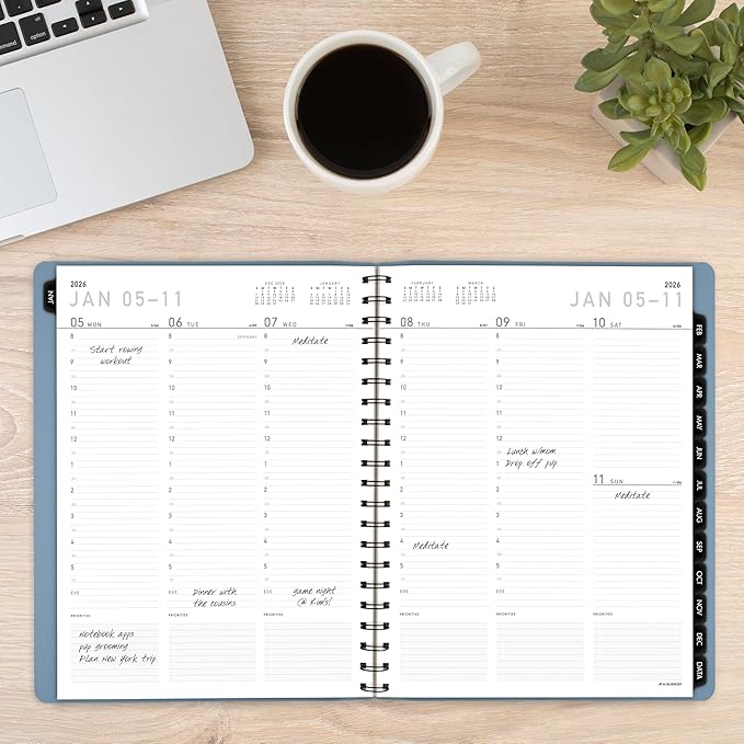 AT-A-GLANCE 2026 Planner, Weekly & Monthly, 8.25" x 11", Large, Contemporary Lite, Slate Blue (70940X2026)