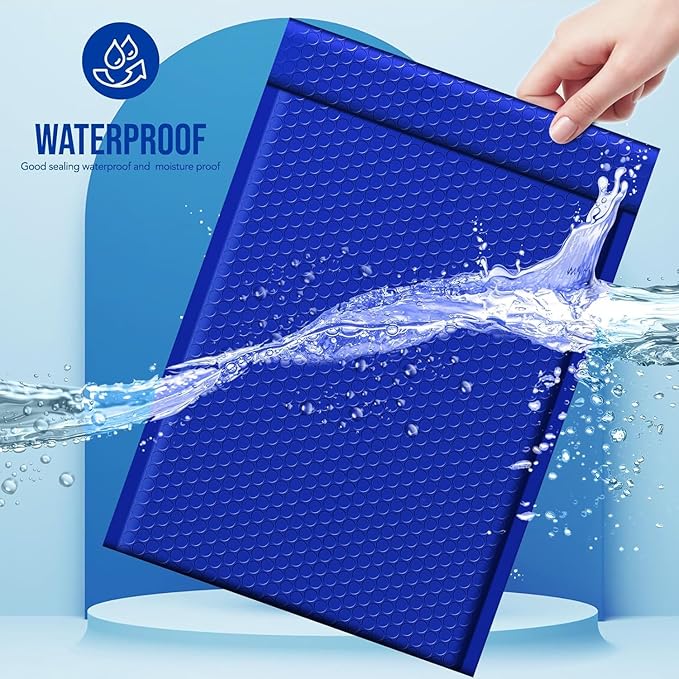 Fuxury Large Bubble Mailers 10.5x16" 250 Pack Royal Blue Self Seal Padded Envelopes Bulk Waterproof Mailing Envelopes Bubble #5 Cushioning Padded Mailers for Small Business Packaging