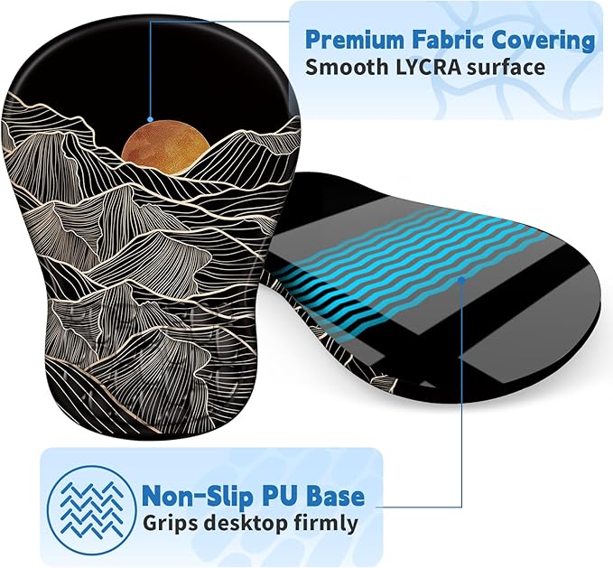 YIWEI Ergonomic Mouse Pad with Wrist Rest Support, Mousepad with Comfortable Memory Foam Wrist Rest and Non-Slip PU Base for Pain Relief, Computer, Laptop, Office, Home (Sunset)