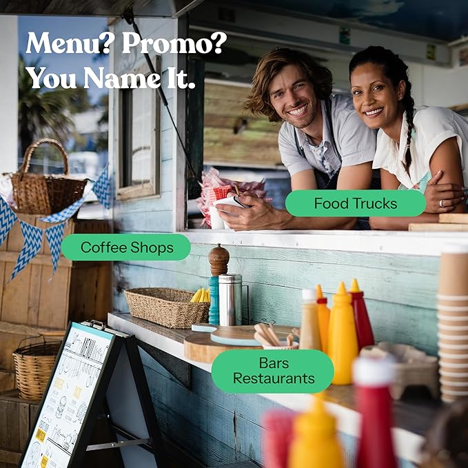 T-SIGN A-Frame Sign for Outdoors, Sidewalk Menu Board 24 X 36 Inch Folding Slide-in Board - Heavy Duty Portable Sandwich Board, Metal Double Sided 2 Corrugated Plastic Poster Boards for Restaurants