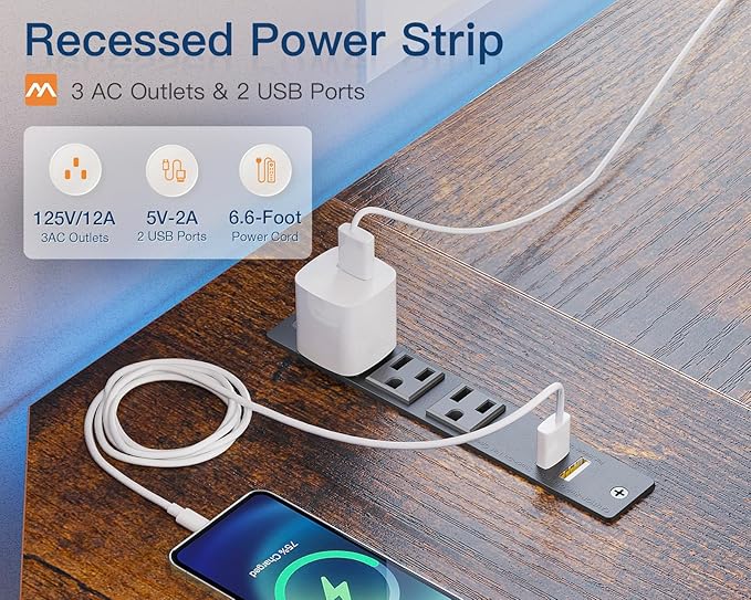 Coleshome 66" L Shaped Gaming Desk with Outlet, L Shaped Desk with CPU Stand, Corner Computer Desk, Home Office Desk, Writing Desk, Vintage