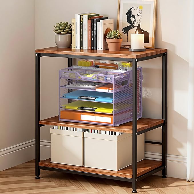 Docnest 5 Tier Letter Tray with Hanging File Organizer-Mesh Desk Organizer-Desktop Storage Box Built in Pen Holder and Handles, File Folder Holder for Mail Documents Office Supplies-Purple