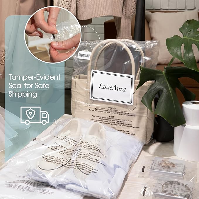 Spartan Industrial - 11" X 14" (1000 Count) Self Seal Clear Poly Bags with Suffocation Warning for Packaging, T Shirts - Permanent Adhesive