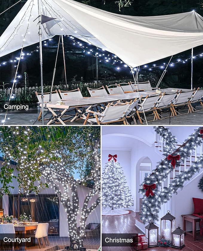 157FT 480 LED Christmas Lights Outdoor, Plug in Christmas Tree Lights Waterproof, 8 Modes Green Wire Twinkle String Light for Indoor Garden Tree Xmas Party Decorations, White