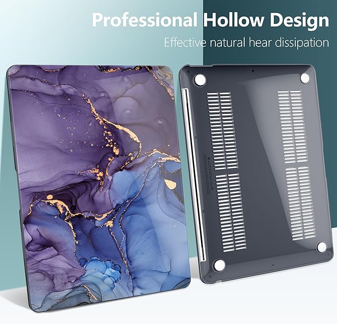 DONGKE Compatible with MacBook Air 13 inch Case 2021 2020 2019 2018 Release A2337 M1 A2179 A1932 with Retina Display Touch ID, Plastic Hard Shell & Keyboard Cover - Abstract Marble