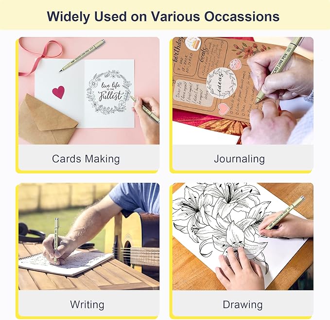 Micro Fineliner Pens 6Pcs 0.25mm/Set, Ultra Fine Fineliner Pen, Water-based Black Pigment Ink, Drawing Journaling Doodling Supplies for Artists, Designers, Students