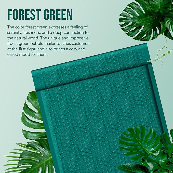 Fuxury Large Bubble Mailers 10.5x16" 40Pack Gift Wrap Padded Envelopes Opaque Mailing Envelopes Bubble Padded Cushion Padded Mailers for Packaging Small Business #5 Forest Green