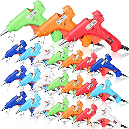 Zhengmy 24 Pieces Mini Hot Glue Gun Crafts Hot Melt Guns Fast Preheating and Easy Squeeze Trigger for School DIY Arts Class Projects Office Home Quick Repairs (Multicolored)