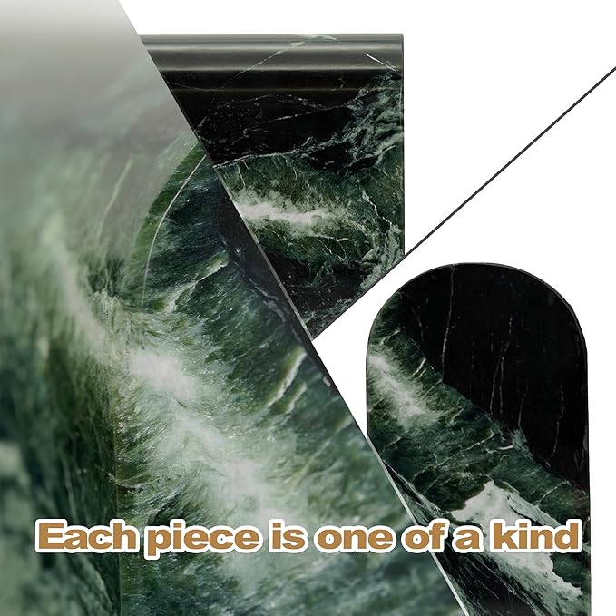 Koville Italian Natural Marble Bookends for Shelves, 13LBS Ultra Non-Slip Book Ends, Heavy Duty Marble Book Holders Organizer, Bookshelf Apartment Decor for Movies/CDs/Video Games(Verde Remeggiato)