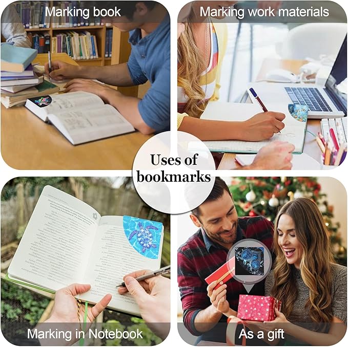 Cute Turtle Corner Bookmarks 4 Pcs, Sea Animal Leather Book Accessories for Book Lovers, Funny Reading Book Page Markers for Women Girls Men Teacher Student Boys Kids Birthday Gifts