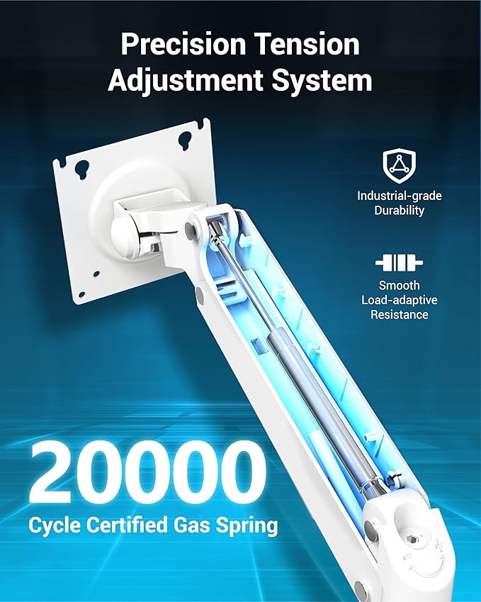 Dual Monitor Arm for 13-49 Inch Ultrawide Screens, Heavy Duty Monitor Mount for 2 Monitors up to 44lbs, Full Motion Vertical Stacked Dual Monitor Arm Desk Mount, 75/100mm VESA Mount, White