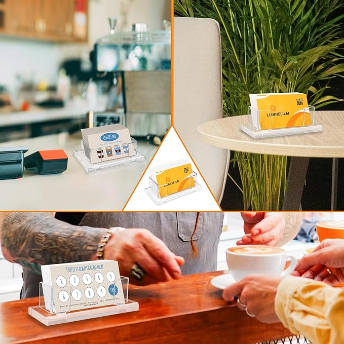 2Pack Acrylic Business Card Holder Enlarged Holds 120 Cards for Office/Exhibition/Restaurant Desk/Counter Display Name Card Organizer Stand