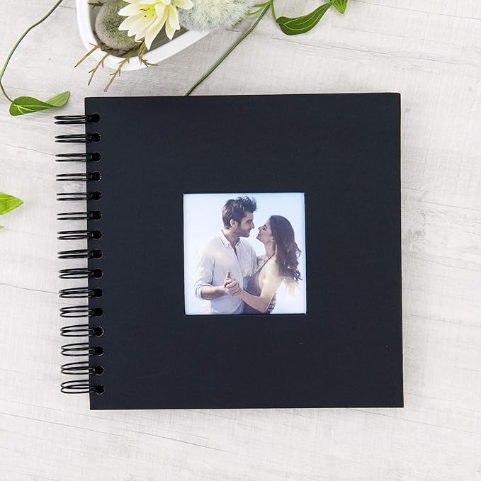 8 x 8 Inch Small DIY Scrapbook Photo Album with Cover Photo 80 Pages Hardcover Craft Paper Photo Album for Guest Book, Anniversary, Valentines Day Gifts (Black, 8 x 8 inch)