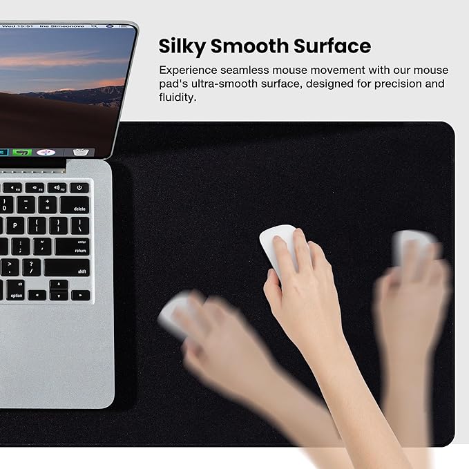 ALOANES Large Gaming Mouse Pad with Non-Slip Rubber Base,Stitched Edge,Desk mat for Laptop,Computer & PC, Wristing Pad for Gamer,Office & Home,Classic Black XXL 15.74''x35.43''x0.12''