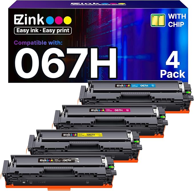 E-Z Ink 067H 067 Toner Cartridge Compatible Replacement for Canon 067H Toner Cartridge Set High Yield Cartridge 067 to use with Canon imageCLASS MF656Cdw MF654Cdw LBP632Cdw MF653Cdw Printer (4Pack)