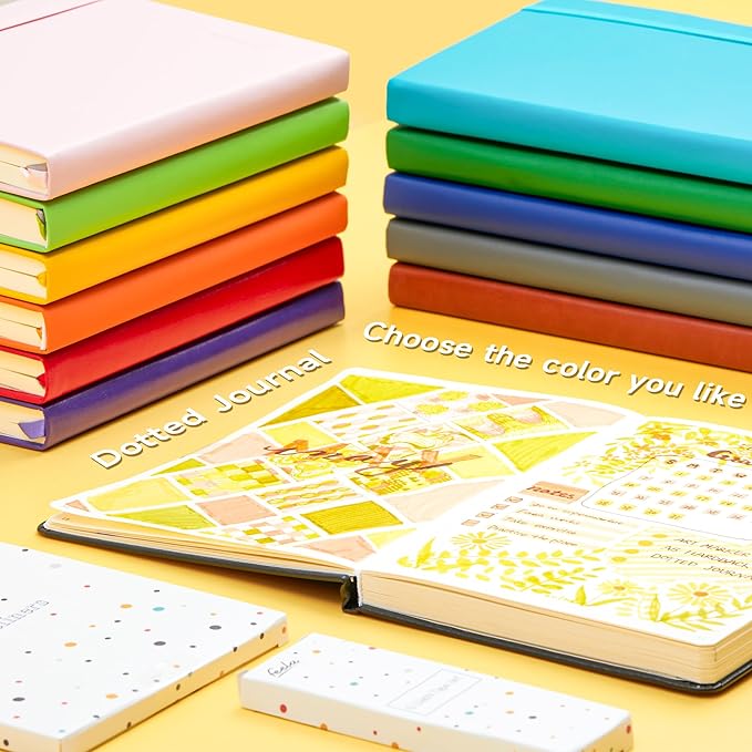 feela Dotted Journal Kit, Dot Grid Journal Hardcover Planner Notebook Set For Beginners Women Girls Note Taking with Journaling Supplies Stencils Stickers Pens Accessories, A5, 224 Pages, Teal