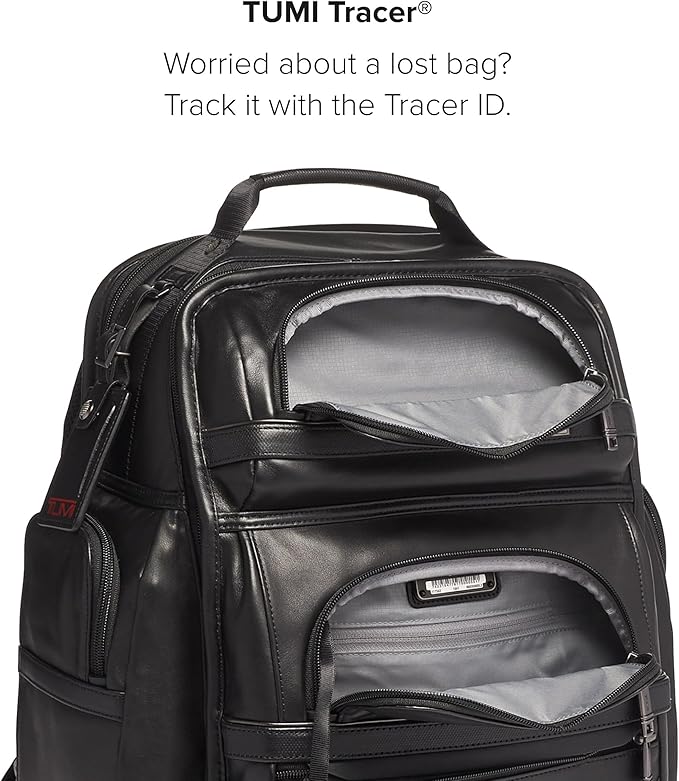 TUMI - Alpha Brief Pack - Men's Laptop Backpack with Padded Adjustable Straps - Fit up to 15" Screen - 17.0" X 12.0" X 8.0" - Black Leather