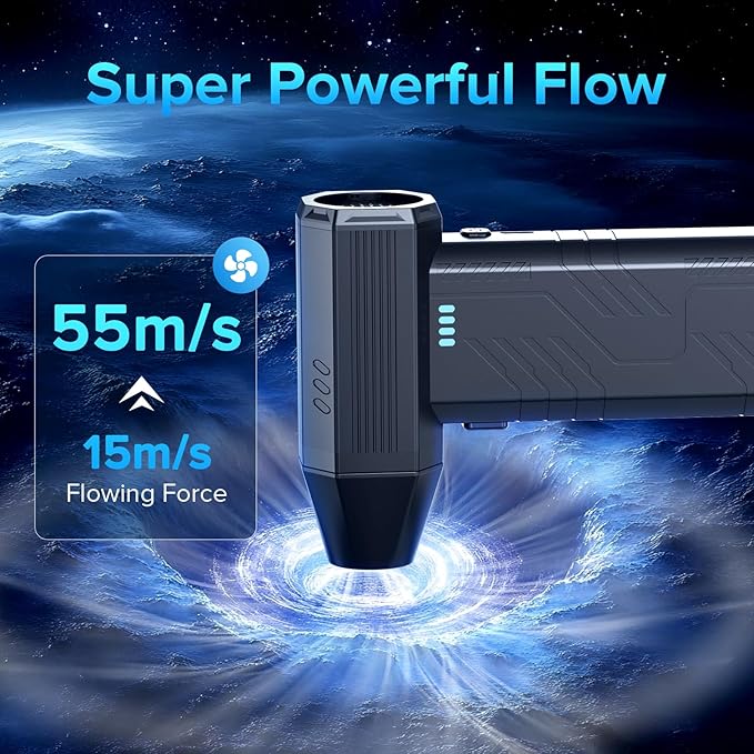 Compressed Air Duster, 8000mAh 130,000 RPM Keyboard Cleaner, Replace Compressed air can, Computer Accessories for Outdoors, PC, Electronics, Snow and Car Dust Off(Deep Black)