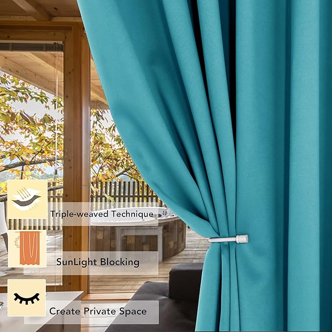 BONZER Room Divider Curtain Total Privacy Wall Noise Reducing Wide Blackout Curtains for Bedroom Living Room, 84L x 70W Inch (7L x 5.8W ft), 1 Panel, Teal