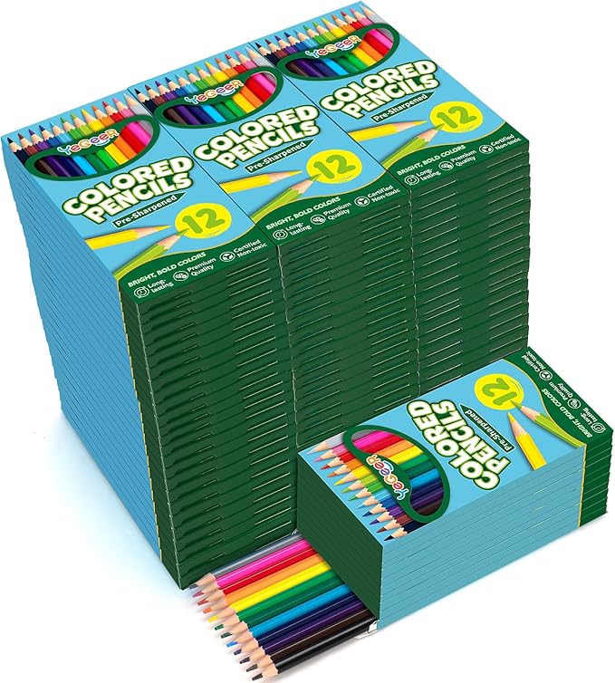 900 Count Colored Pencils Bulk, 12 Assorted Colors, 75 Packs Pre-sharpened Coloring Pencils Set for Kids and Adult, Teachers Essential Classroom Prizes, Back to School Supplies