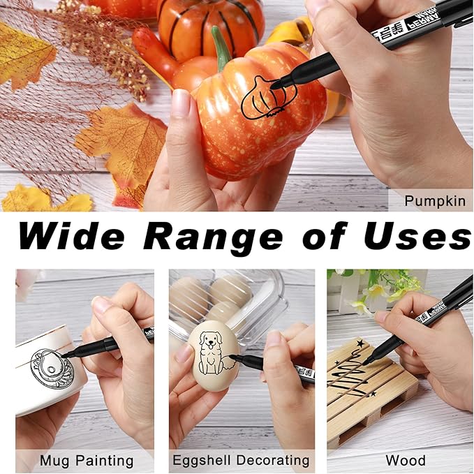 Thenshop 300 Pack Permanent Markers Bulk First Day of School Back to School Supplies Fine Point Waterproof Marker Works on Plastic, Wood, Stone, Metal, Glass for Office Classroom(Black)