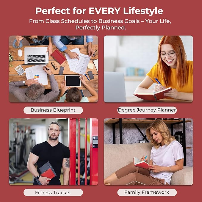 Planner 2026 Daily Weekly and Monthly,6.5"x3.75",12 Months Spiral Bound Calendar Agenda with Self-adhesive Pen Holder,2026 Appointment Book with Vegan Leather Soft Cover,Red