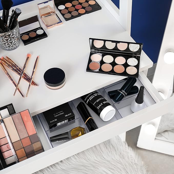 Simple Houseware Drawer Organizer Tray with 9 Adjustable Compartments, Clear